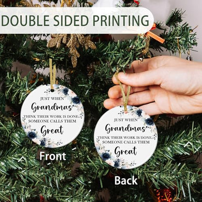 Grandma Pregnancy Announcement Ceramic Ornament - 3x3 Inch - Variation: Grandma