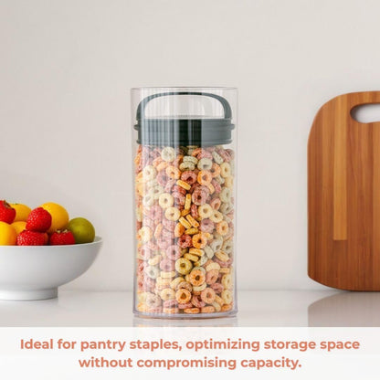 Prepara Evak Fresh Saver - Medium-Tall Airless Canister with Black Handle | 2.3 Quart, Clear
