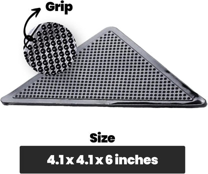 Muddy Mat® Heavy Duty Non-Slip Rug Corner Pads - Double-Sided Adhesive for Hardwood Floors | Pack of 4