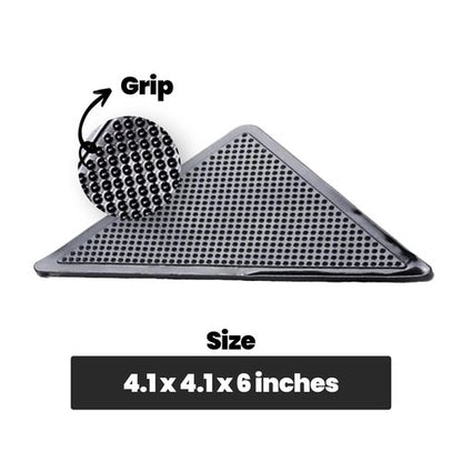 Muddy Mat® Heavy Duty Non-Slip Reusable Rug Corner Pads - Double-Sided Adhesive Pad for Corners and Sides on Hardwood Floors, Area Rugs - Keep Your Rug in Place (Pack of 4)