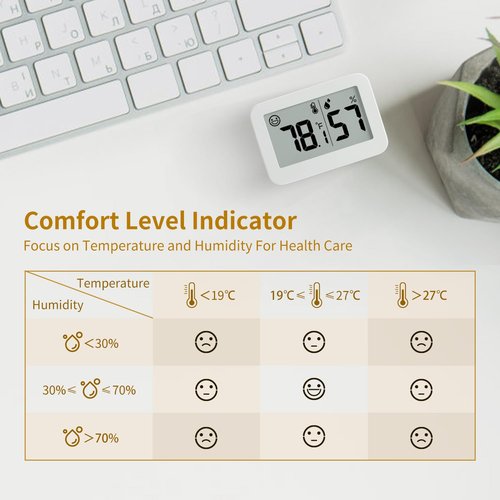 DOOMAY Mini Hygrometer & Indoor Thermometer - Digital Humidity Gauge for Greenhouse & Baby Room | 2-Pack