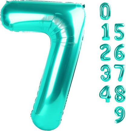 40 Inch Number 7 Balloon - Blue-Green Birthday Decor for 7th, 17th, 27th, and 70th Celebrations