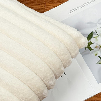 Skiennix 18x18 Throw Pillow Covers - Soft Fluffy Faux Fur & Velvet Back, Set of 2 - Cream White Home Décor