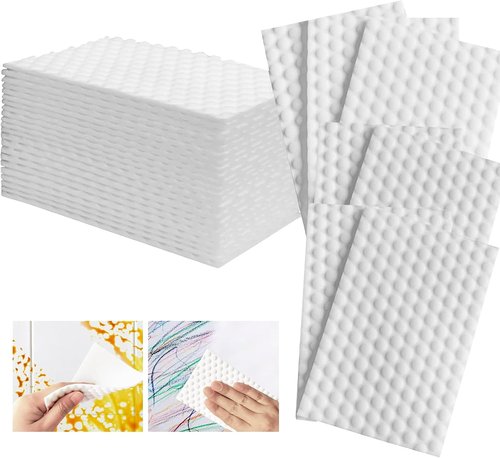 Magic Sponge | 52Pcs All-Purpose White Melamine Eraser Sheets for Easy Cleaning of Furniture & Shoes