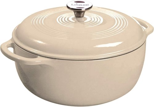 Lodge Enameled Cast Iron Casserole | 3.6 Quart with Lid & Dual Handles | Oven Safe to 500°F - Sandalwood