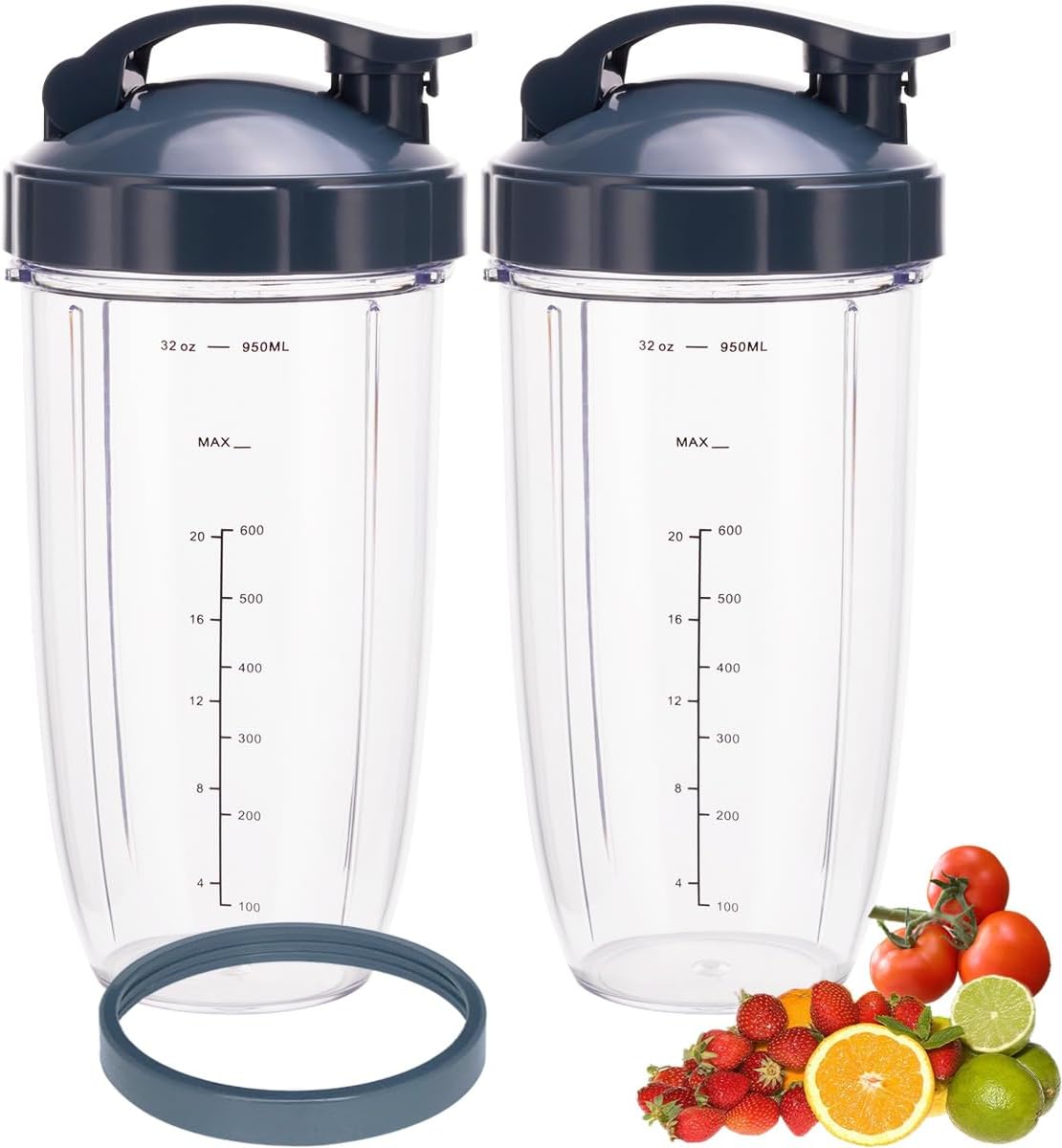 NutriBullet 32oz Replacement Blender Cups - 2-Pack with Flip-Top To-Go Lid for Easy Travel