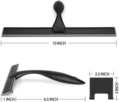 HIWARE Shower Squeegee - All-Purpose Tool for Glass, Doors & Windows - 10-Inch, Black Stainless Steel