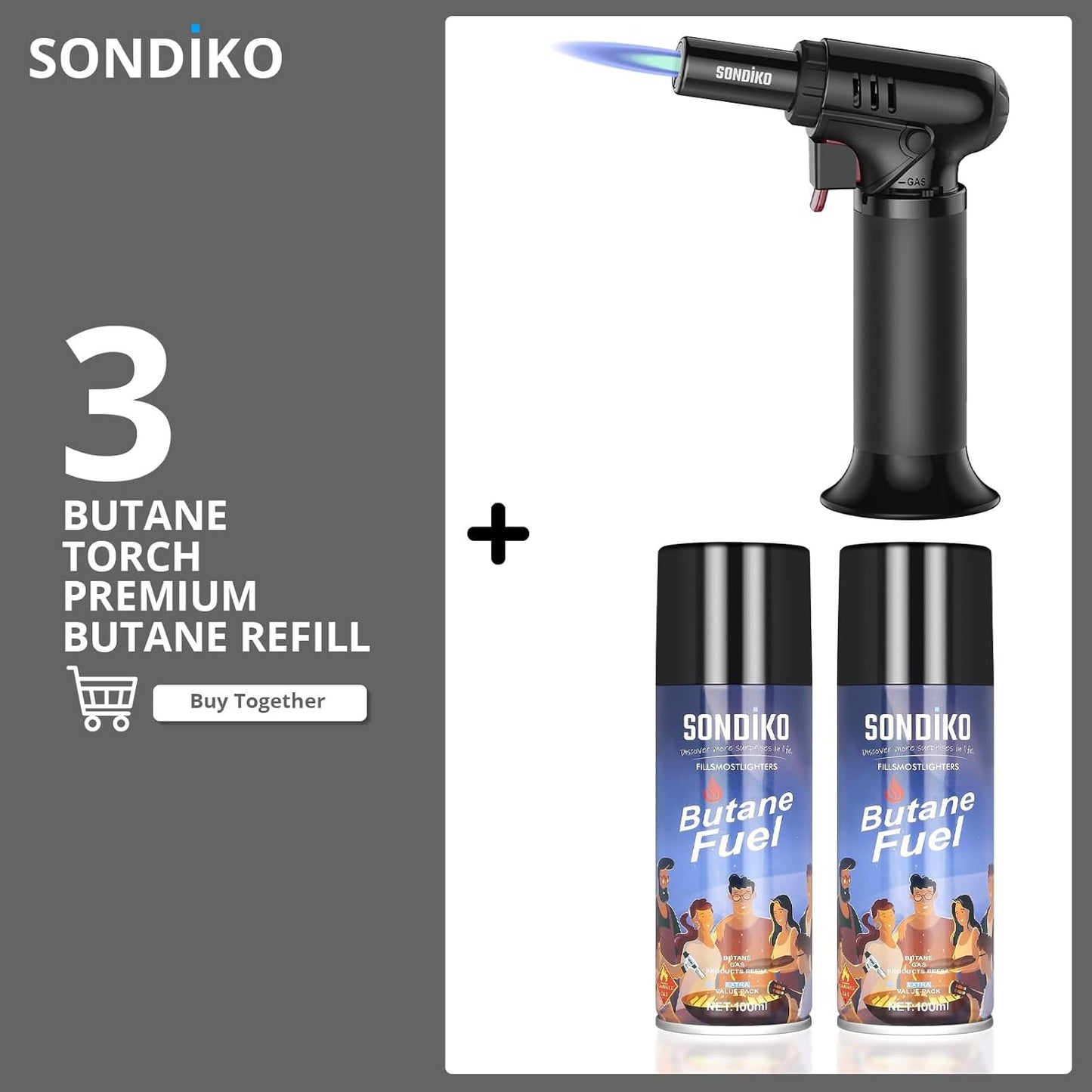 Sondiko Kitchen Torch - Versatile Culinary Tool for Soldering and Cooking | Butane Included