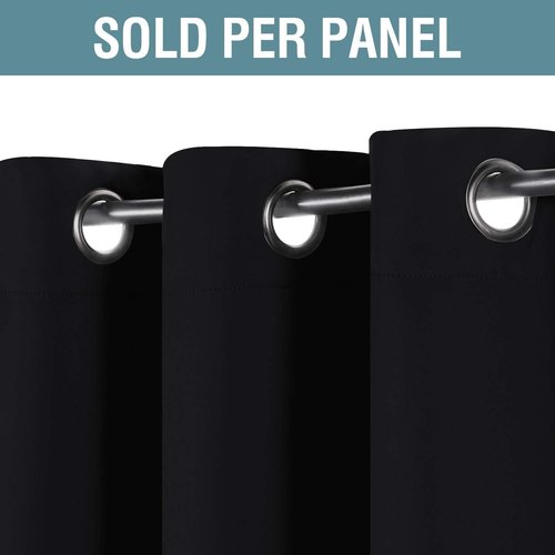 H.VERSAILTEX 100% Blackout Curtains - Thermal Insulated 96-Inch Panel for Bedroom & Living Room | Jet Black