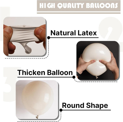 PartyWoo White Sand Balloons - 50 Pcs 5-Inch Mini Beige & Cream Latex Balloons for Weddings & Events