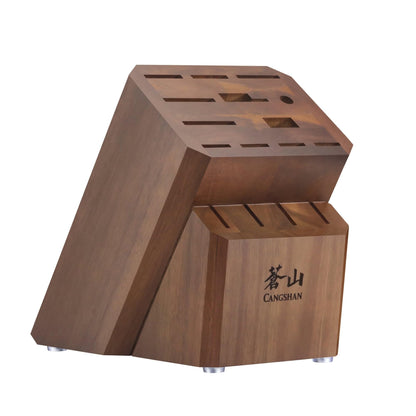 Cangshan Empty Knife Block, 16-Slot Organizer, Flat Top (Acacia Wood)