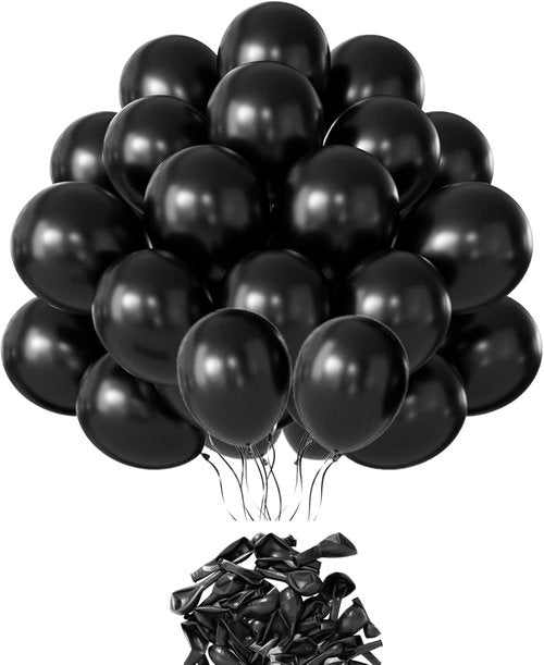 65 Pieces Matte Black Balloons - 12 Inch Latex Party Balloons for Birthday, Graduation & Halloween Decor