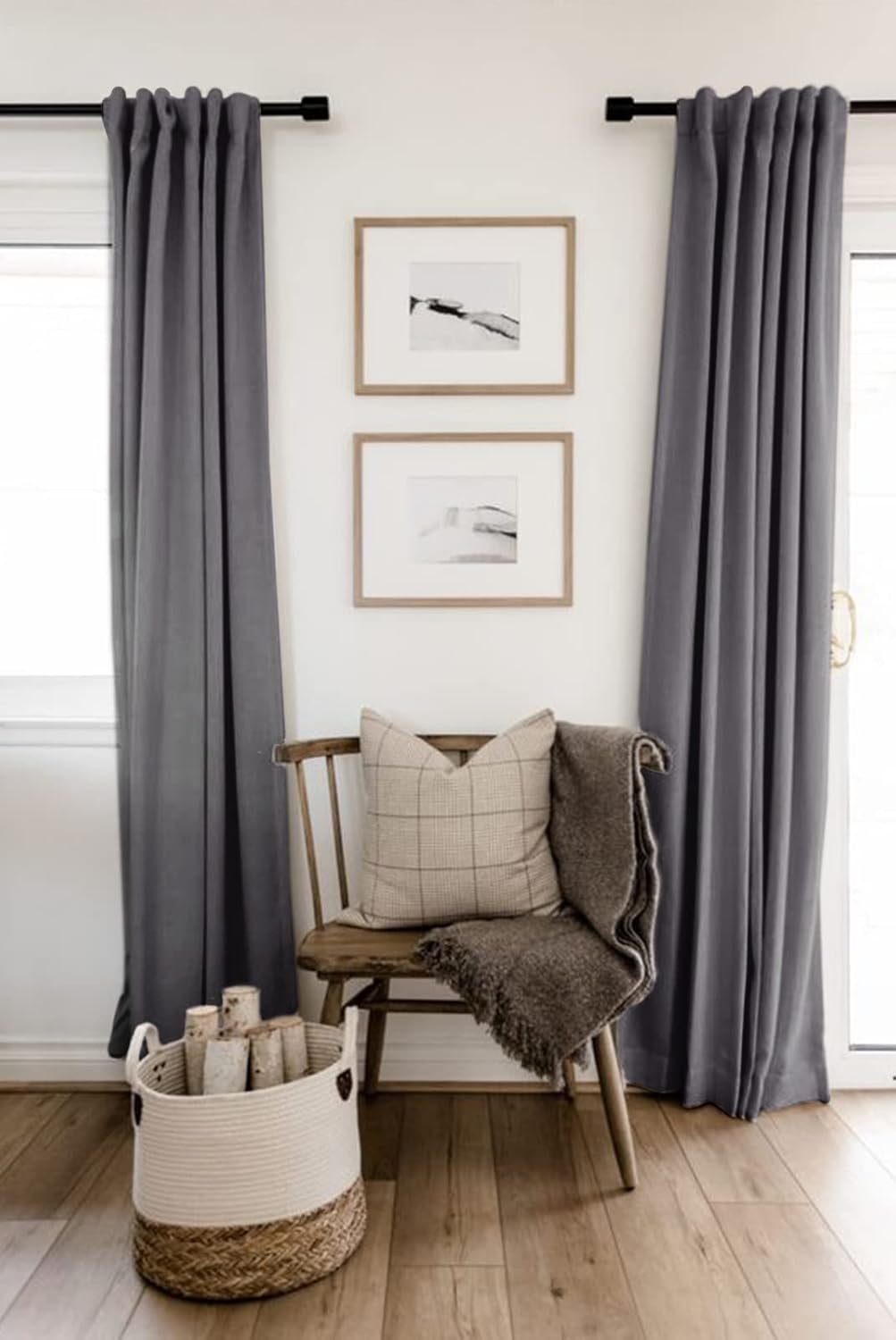 Regine Switzerland Blackout Curtains - 100% Blackout Shield, Thermal Insulated, 50" W x 90" L, Dark Gray - 2 Panels Set