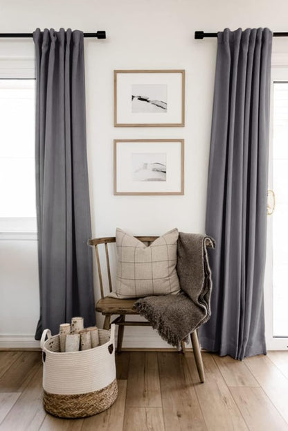 Regine Switzerland Blackout Curtains - 100% Blackout Shield, Thermal Insulated, 50" W x 90" L, Dark Gray - 2 Panels Set