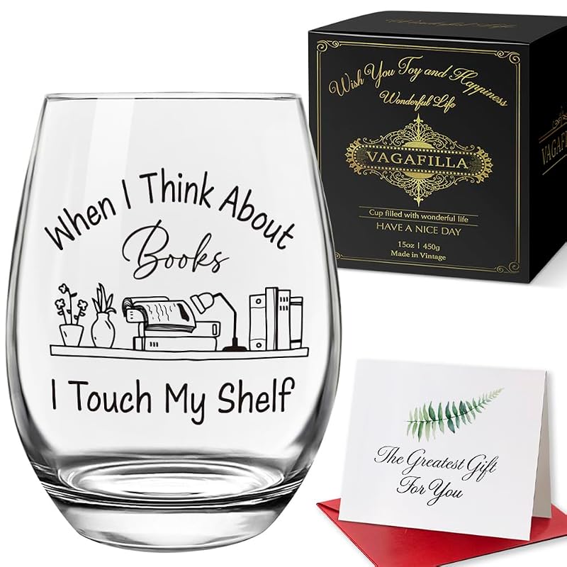 Book Lover Wine Glass 15oz – Funny Gift for Readers, Stemless Glass