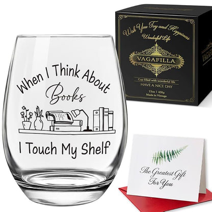 Book Lover Wine Glass 15oz – Funny Gift for Readers, Stemless Glass
