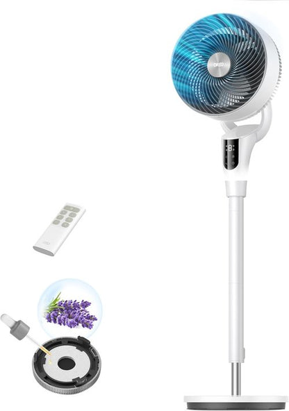 DREO Oscillating Standing Fan - 90° Airflow, 20dB Quiet Operation, Adjustable Height 38-42''