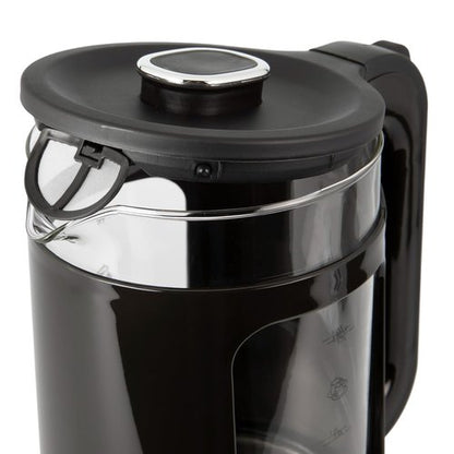 Epsilon Electric Kettle 1.7L, Tea Kettle with Boil Dry Protection and Auto Shut-Off, Fast Boil Electric Teapot, PP Decorative Housing, Borosilicate Glass and Stainless Steel, BPA Free LED Lighting