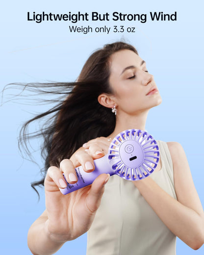 Sweetfull Mini Portable Fan - Rechargeable Handheld Fan with 3 Speeds | Cute Purple Design for Travel & Makeup