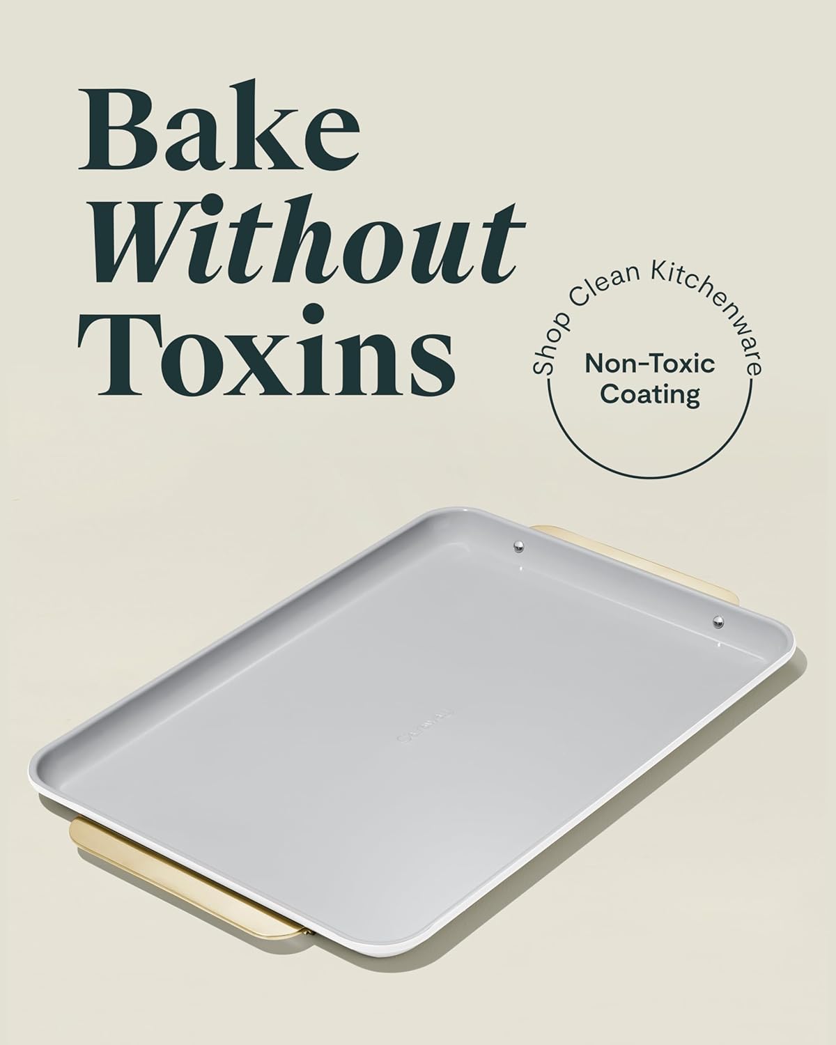 Caraway Non-Stick Ceramic Baking Sheet - Non-Toxic, PTFE & PFOA Free - Ideal for Baking & Roasting - Large (18" x 13") - White
