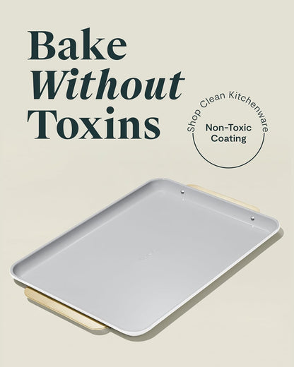 Caraway Non-Stick Ceramic Baking Sheet - Non-Toxic, PTFE & PFOA Free - Ideal for Baking & Roasting - Large (18" x 13") - White