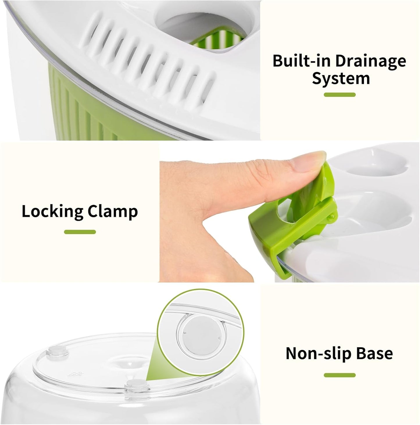Skiennix Salad Spinner - 3 QT Fruit and Vegetable Washer with Bowl & Mesh Basket for Easy Drying