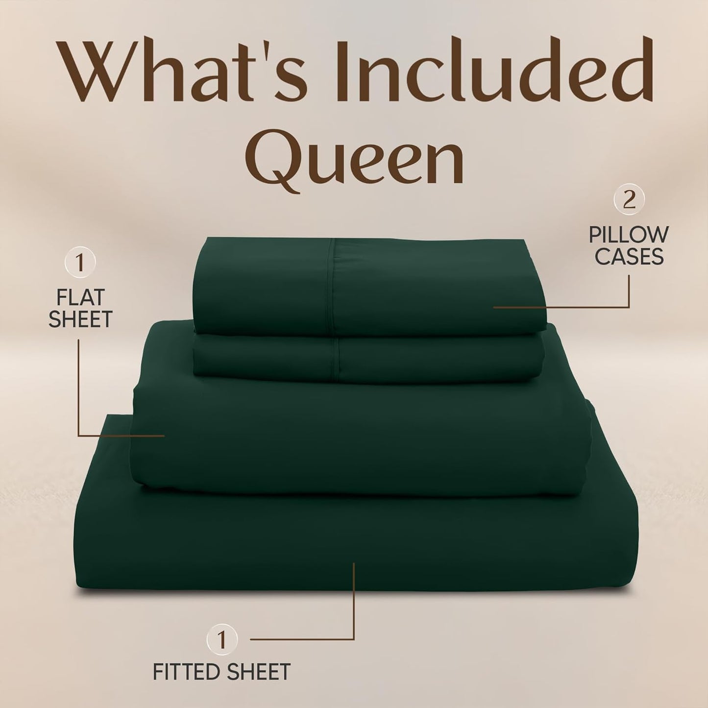 Utopia Bedding Queen Size Sheet Set - Soft, Breathable Microfiber, 4-Piece in Emerald Green | Oeko-Tex Certified
