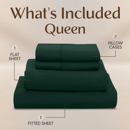 Utopia Bedding Queen Size Sheet Set - Soft, Breathable Microfiber, 4-Piece in Emerald Green | Oeko-Tex Certified
