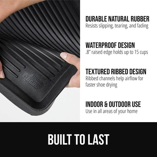 Gorilla Grip Boot Tray - Waterproof Natural Rubber Indoor/Outdoor Mat with Raised Edges | 24x16 Black
