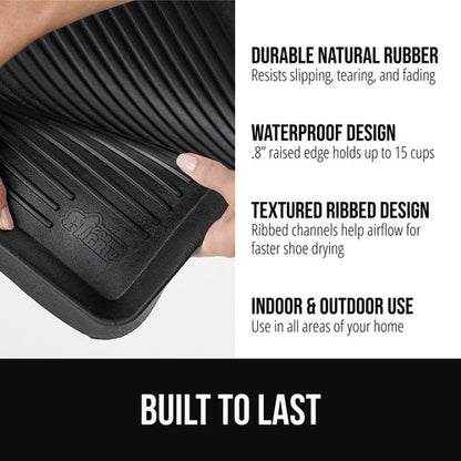 Gorilla Grip Boot Tray - Waterproof Natural Rubber Indoor/Outdoor Mat with Raised Edges | 24x16 Black