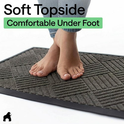GORILLA GRIP 100% Waterproof All-Season WeatherMAX Doormat, 34x58, US Designed Natural Rubber, Stain and Fade Resistant, Low Profile Indoor Outdoor Door Mats, Easy Clean Patio Mat, Gray Diamond
