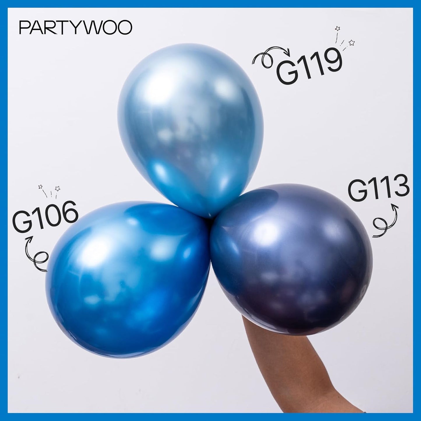 PartyWoo Metallic Navy Blue Balloons - 50pcs 12 Inch Chrome Balloons for Graduation & Celebrations
