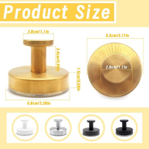 Benvo Suction Cup Hooks - No Drill Stainless Steel Hanging Hooks for Bathroom & Kitchen | 2 Pack, Gold