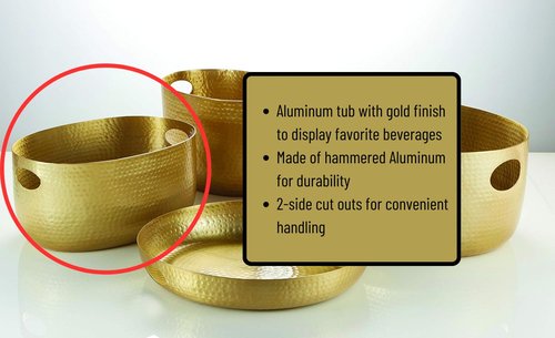 American Metalcraft Aluminum Beverage Tub - Large Party Serving Solution with Handles for Drinks, 320oz, Gold