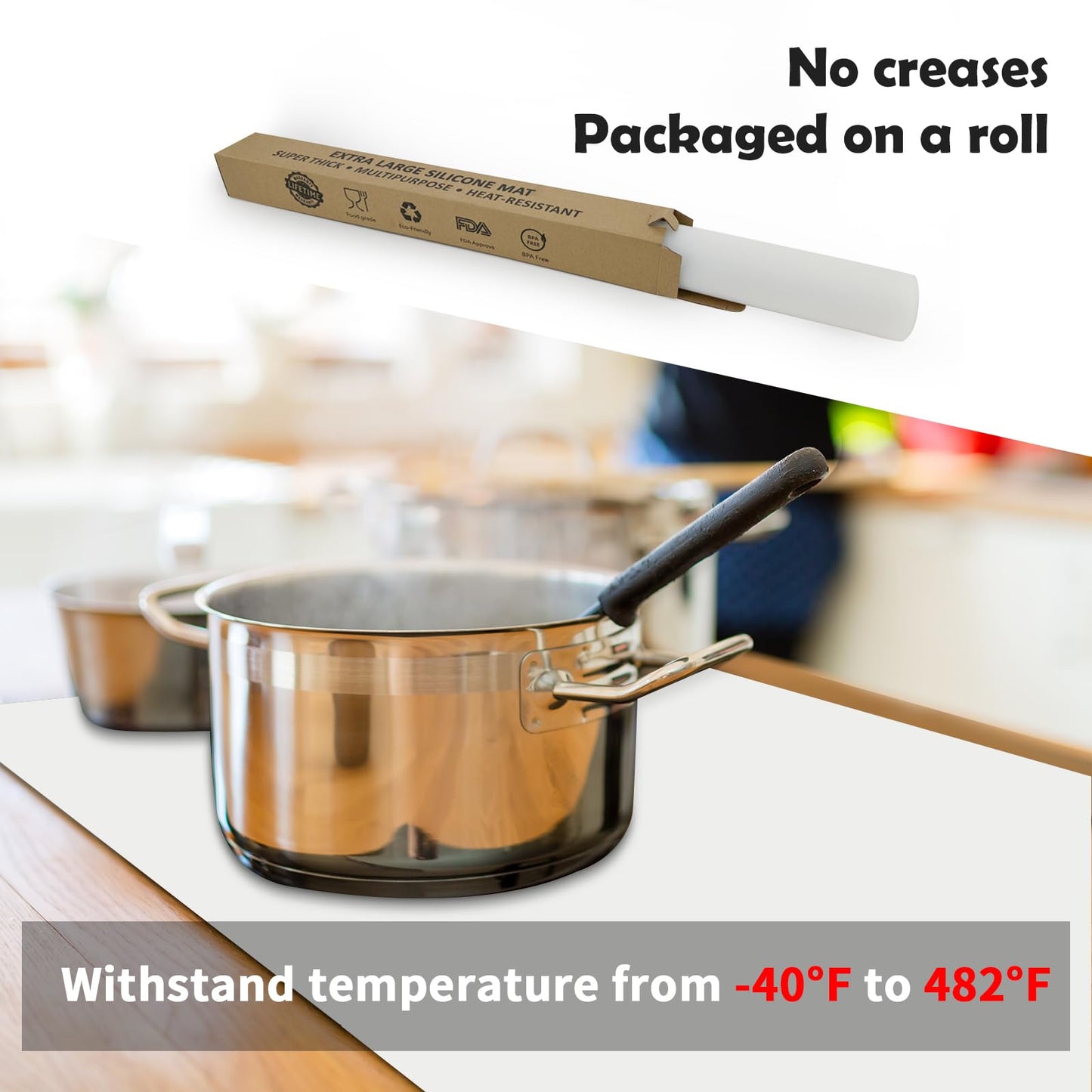 Silicone Mat, 78.7”x23.6”(200x60cm) Heat Resistant Mats for Countertop, Silicone Mats for Kitchen Counter, Extra Large Counter Mat, Nonslip Silicone Mats for Crafts Countertop Protector, Black