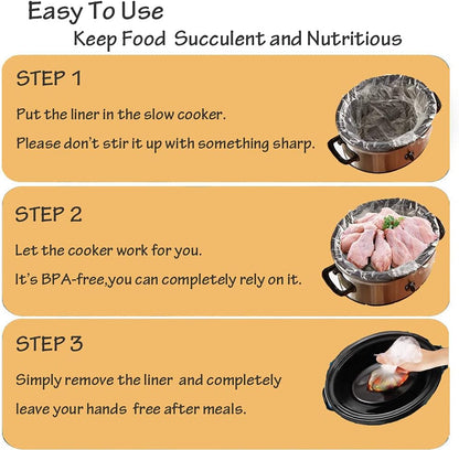 Slow Cooker Liners - 16 Disposable Cooking Bags, BPA-Free, Fits 3QT to 8QT, 13 x 21 Inches