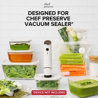 Chef Preserve Glass Vacuum Seal Containers - Food Storage Set (3pcs: Small, Medium, Large)