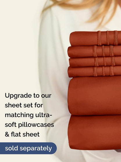 Extra Deep Twin XL Fitted Sheet - Hotel Luxury Single Fitted Sheet Only - Easily Fits 18 inch to 24 inch Mattress - Ultra Soft, Wrinkle Free with Extra Deep Pockets - Breathable & Comfy - Terracotta
