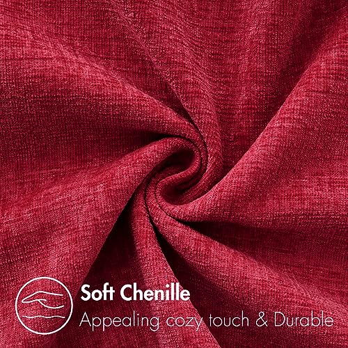 MIULEE Red Chenille Christmas Throw Pillow Covers 18x18 Inches - Pack of 2