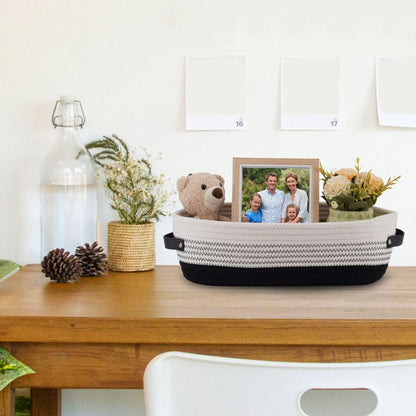 Regine Switzerland Cotton Rope Toilet Basket - Stylish Bathroom Decor & Organizer | 13"x5.9"x4", Black