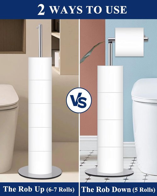 Housen Solutions Toilet Paper Holder - Modern Free Standing Design for 4 Rolls - Chrome Finish