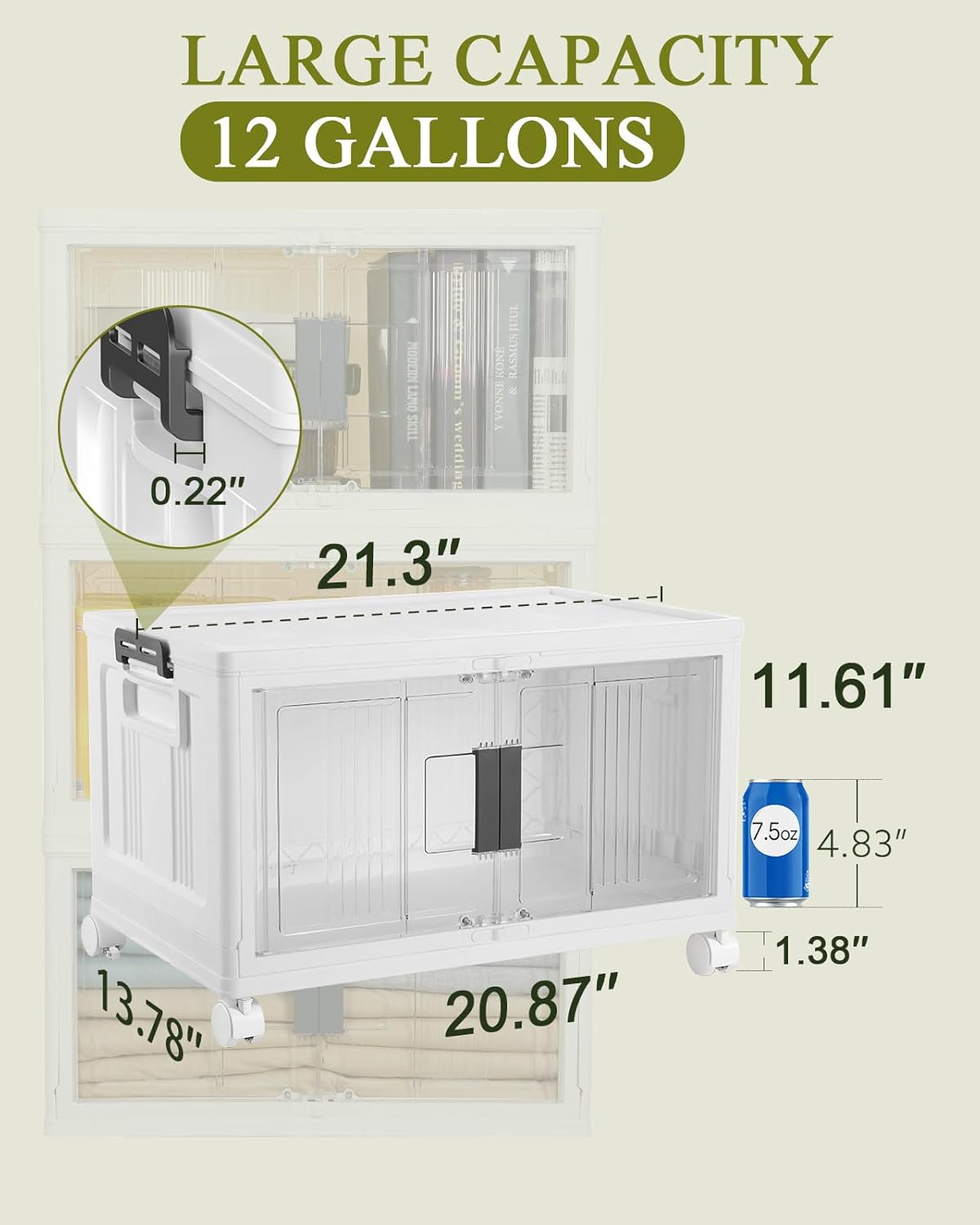 OlarHike 48QT Lockable Storage Bins - Collapsible Plastic Organizer with Lids & Wheels, 4-Pack