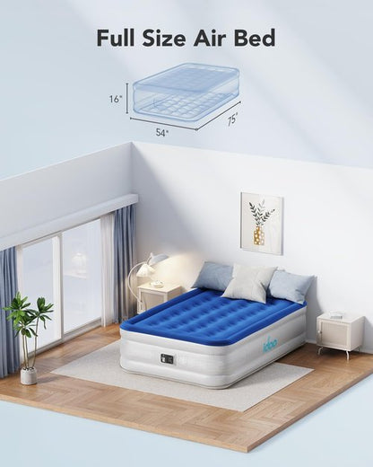 iDOO Air Mattress Full - Upgraded Inflatable Bed with Built-In Pump | Portable & Comfortable for Home or Camping