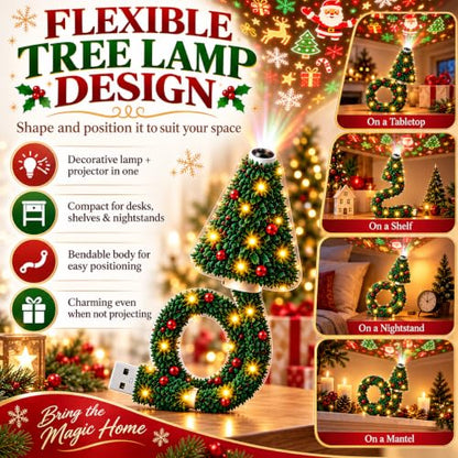 Christmas Projector Light - USB Powered Ceiling Projection with 6 Patterns - Red Variation