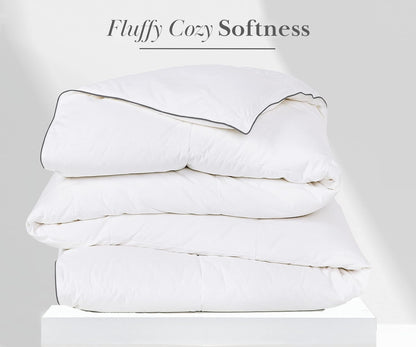 California Design Den Queen Size Comforter Duvet Insert - Cozy Luxury Down Alternative, Quilted Extra Fluffy, Soft, and Cooling, Machine Washable with Corner Tabs - White