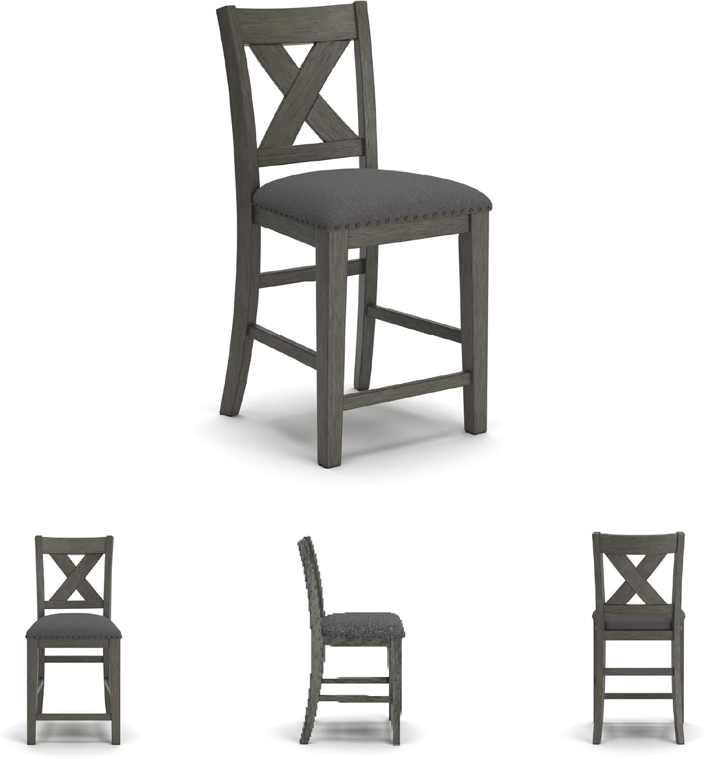 Signature Design by Ashley Caitbrook Casual Dining Table & Upholstered Bar Stools Set - 7 Pieces in Gray