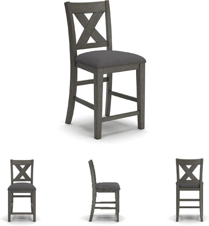 Signature Design by Ashley Caitbrook Casual Dining Table & Upholstered Bar Stools Set - 7 Pieces in Gray