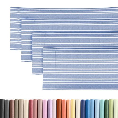 Body Pillowcases Set of 4-20x54 Long Body Pillow Case - Soft Body Pillow Cover for Sleeping & Side Sleepers - Comfy Breathable & Fade Free - Machine Washable w/Envelope Enclosure - (Blue Stripes)