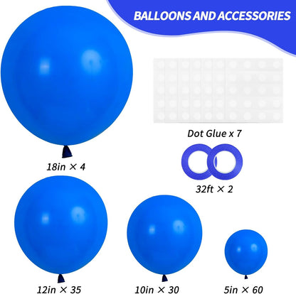 RUBFAC Dark Blue Balloons - 129-Piece Set in Various Sizes for Birthday, Gender Reveal & Baby Shower Decor