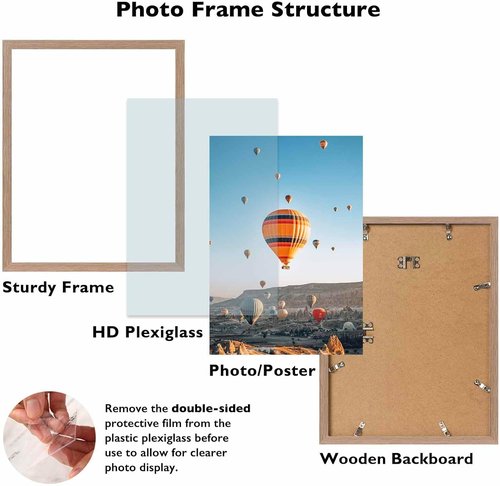 JCJMY 20x27 Picture Frame - Rustic Brown Wall Frame for Puzzles & Photos | Horizontal & Vertical Display